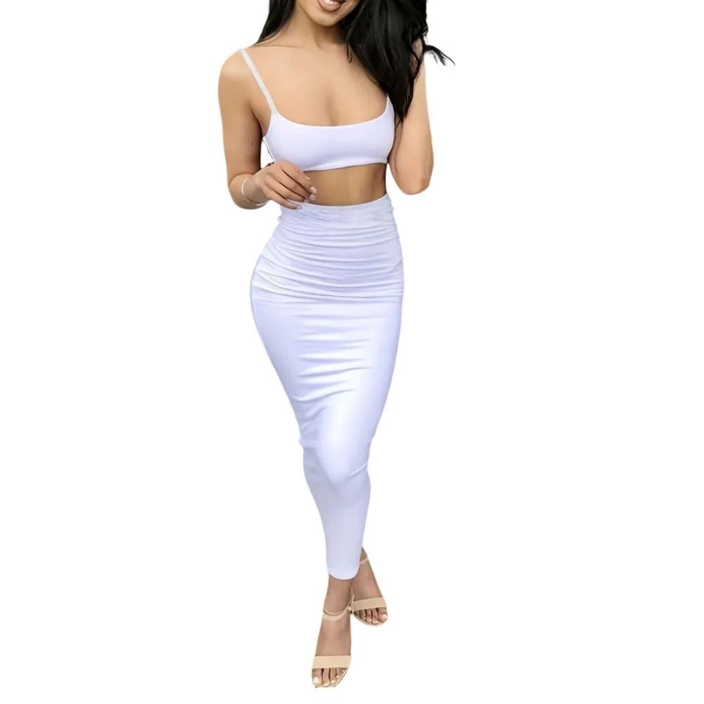Women’s Spaghetti Strap Crop Top & Bodycon Skirt Set